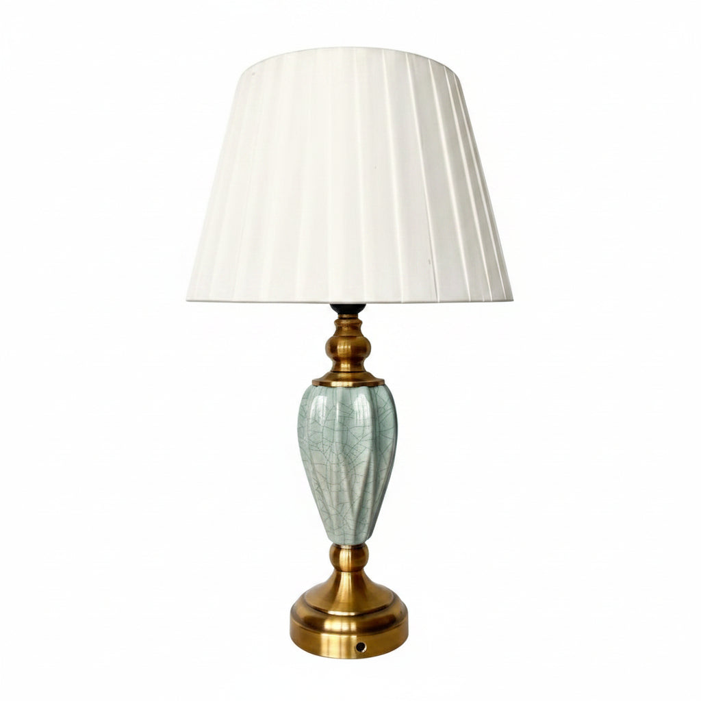 Faceted vase table lamp white shade décor