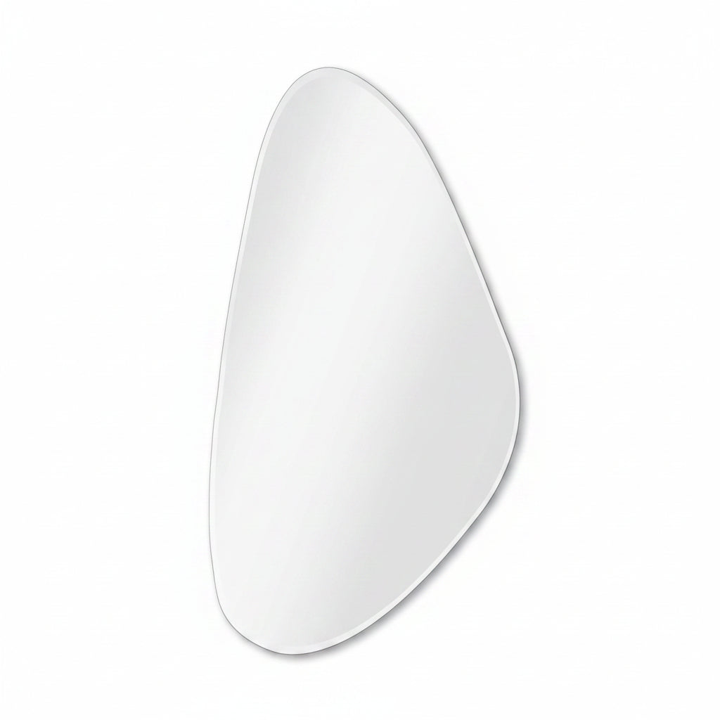 Frameless pebble tear drop beveled wall mirror 70x50cm