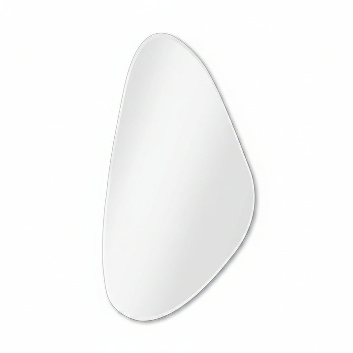 Frameless pebble tear drop beveled wall mirror 70x50cm