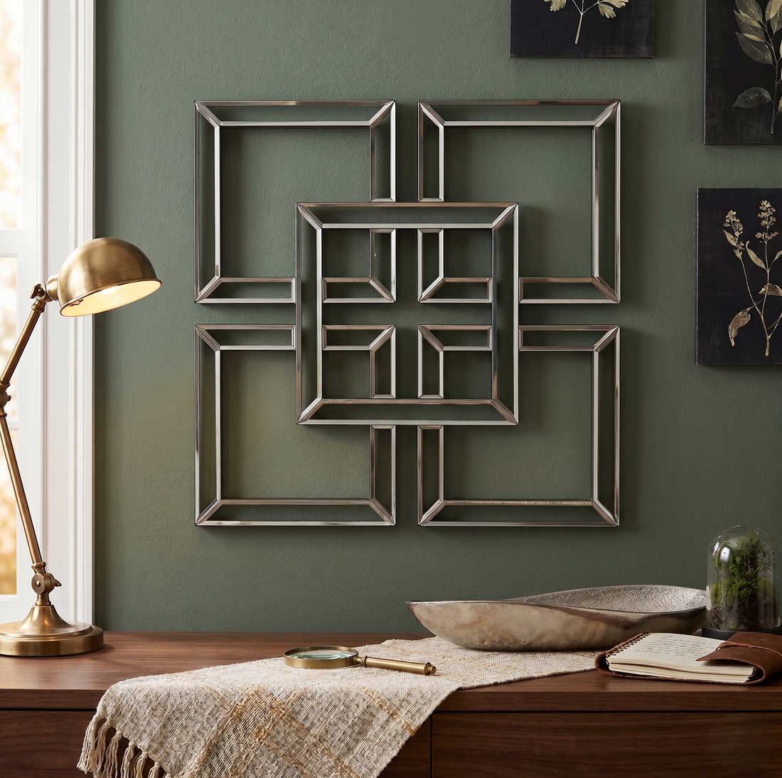 Square Geo Wall Mirror 40 cm Decorative Design