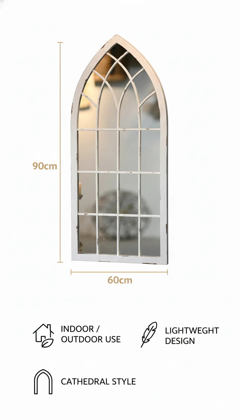 Arched White Cathedral Window Mirror – Sparkle Decors