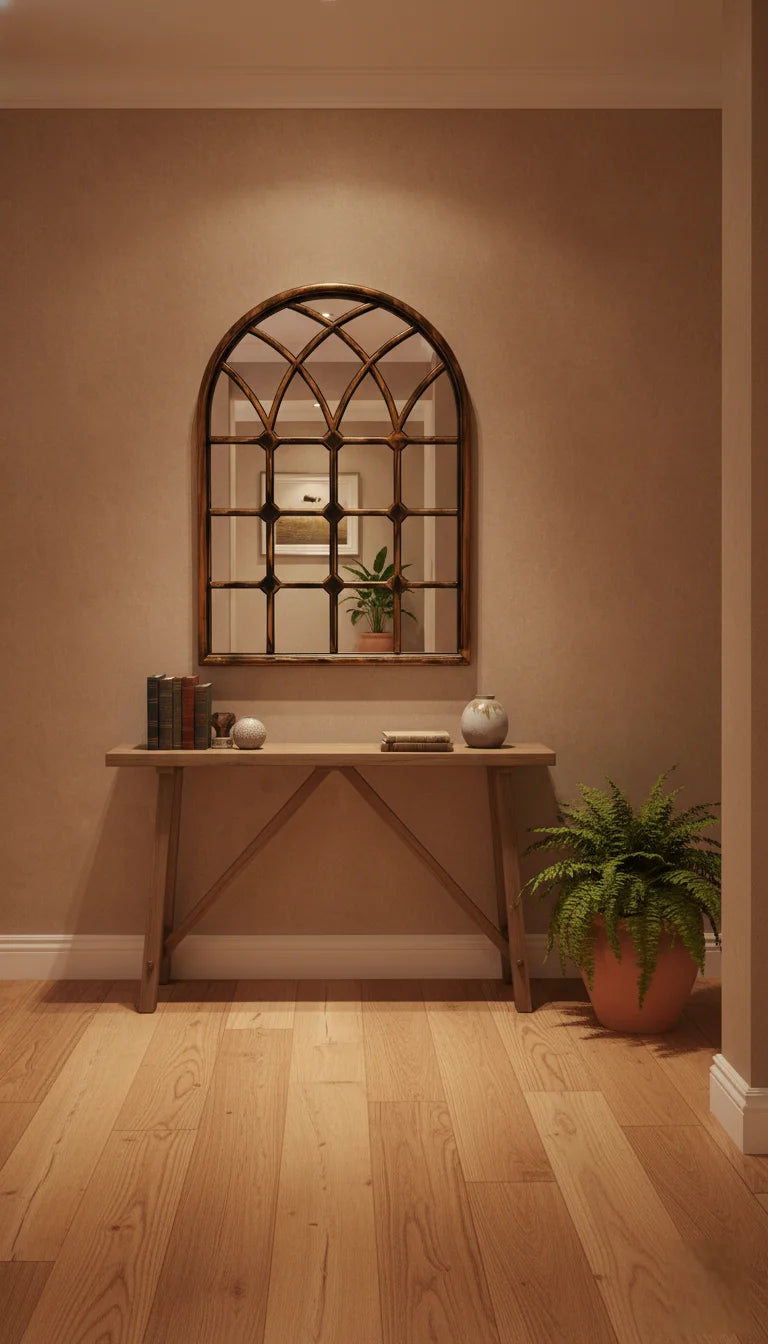 Rustic Arch Brushed Window Mirror – Sparkle Decors