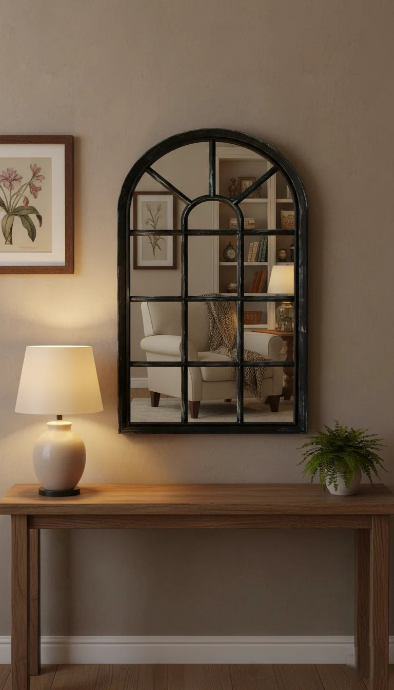 Arched Rustic Window Style Wall Mirror – Sparkle Decors