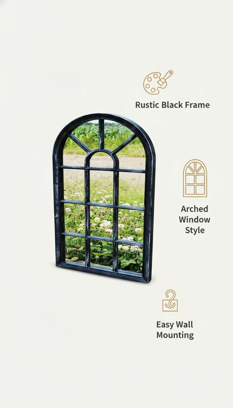 Arched Rustic Window Style Wall Mirror – Sparkle Decors