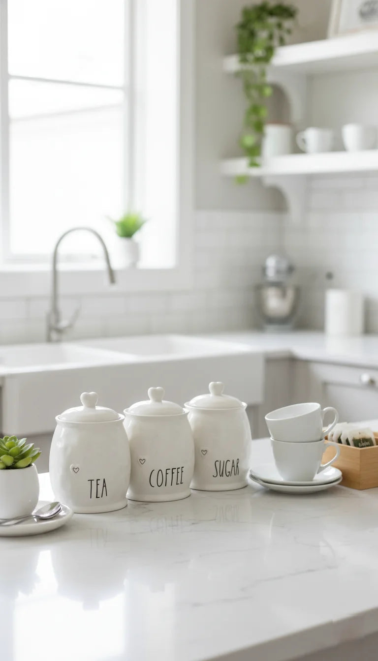 Ceramic Tea Coffee Sugar Jar Set with Heart Lids – Sparkle Decors