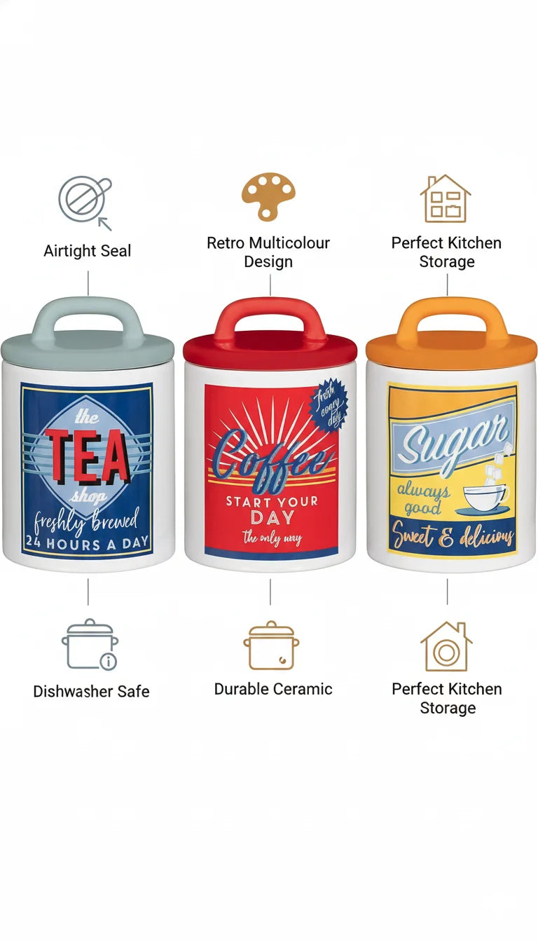 Retro Multicolor Ceramic Tea Coffee Sugar Set – Sparkle Decors