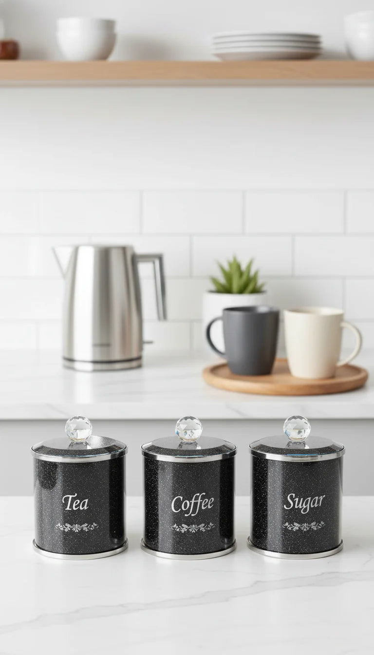 Black Crystal Diamond Tea Coffee Sugar Set – Sparkle Decors