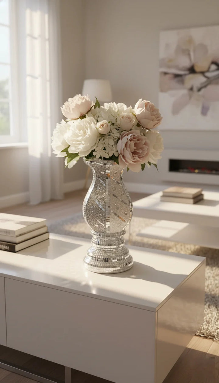 Glitter Crushed Diamond Decorative Glass Flower Vase – Sparkle Decors