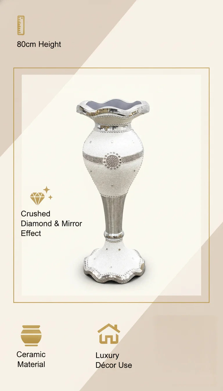 Luxury Crushed Diamond Silver Floor Vase – Sparkle Decors