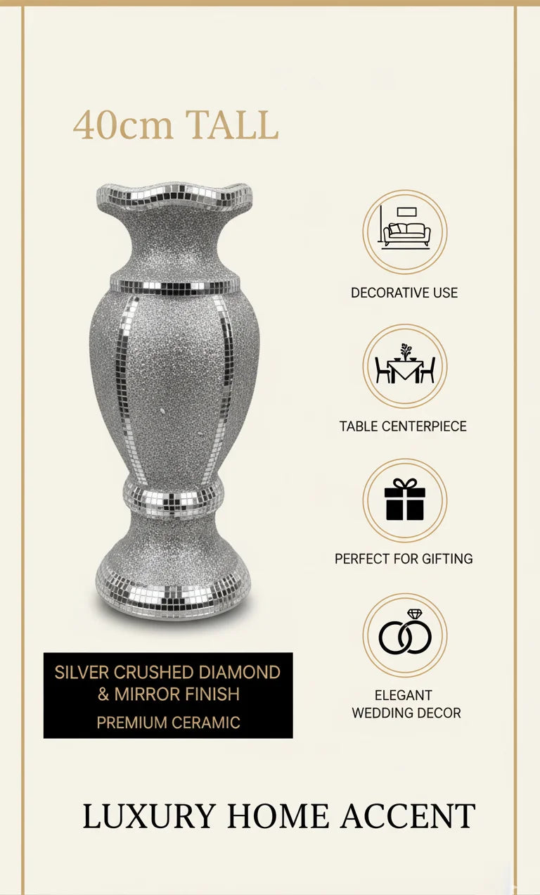 Luxury Crushed Diamond Mirror Vase - Sparkle Decors