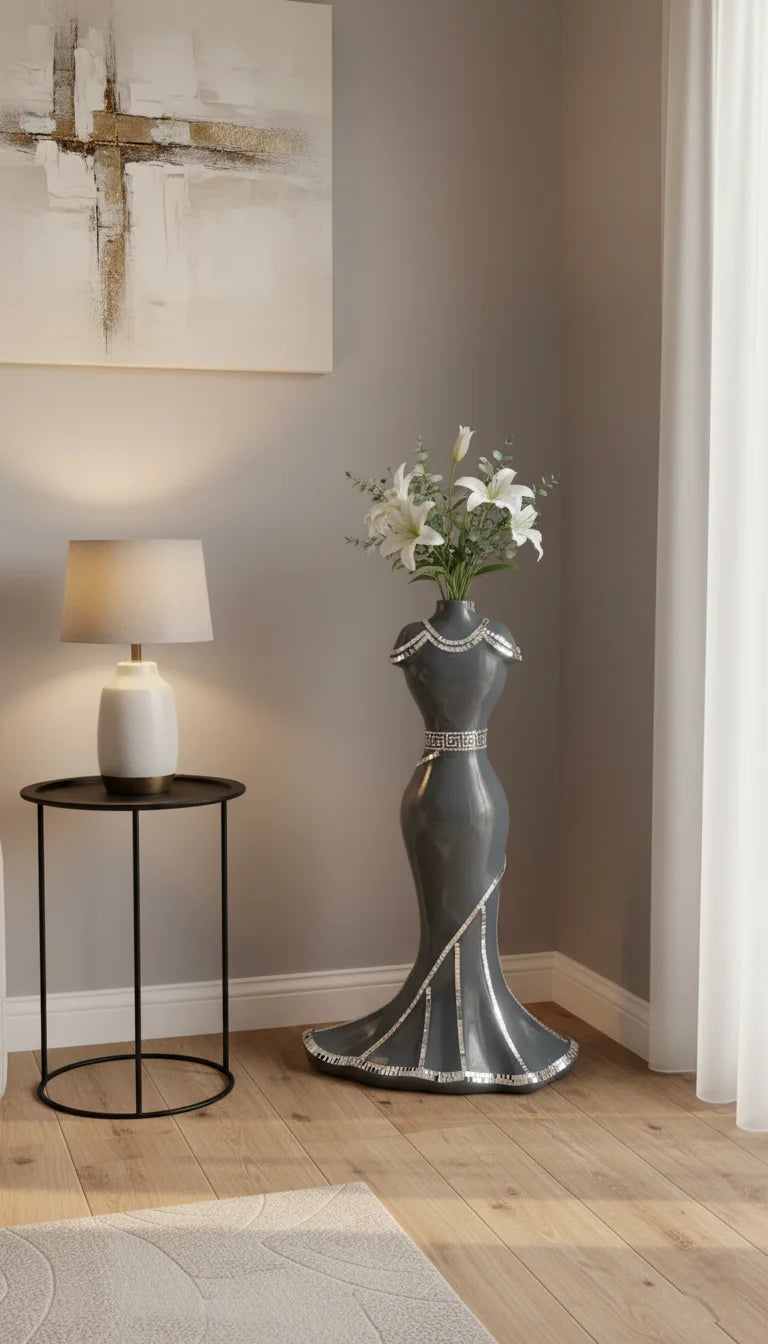 Romany Mirrored Lady Floor Vase - Sparkle Decors