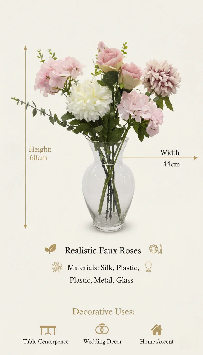 Classic Rose Flower Arrangement Vase - Sparkle Decors