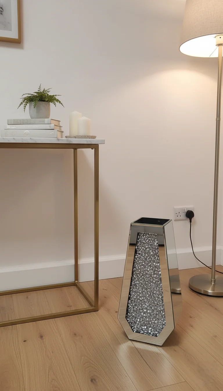 Sparkle Diamond Mirrored Floor Vase - Sparkle Decors