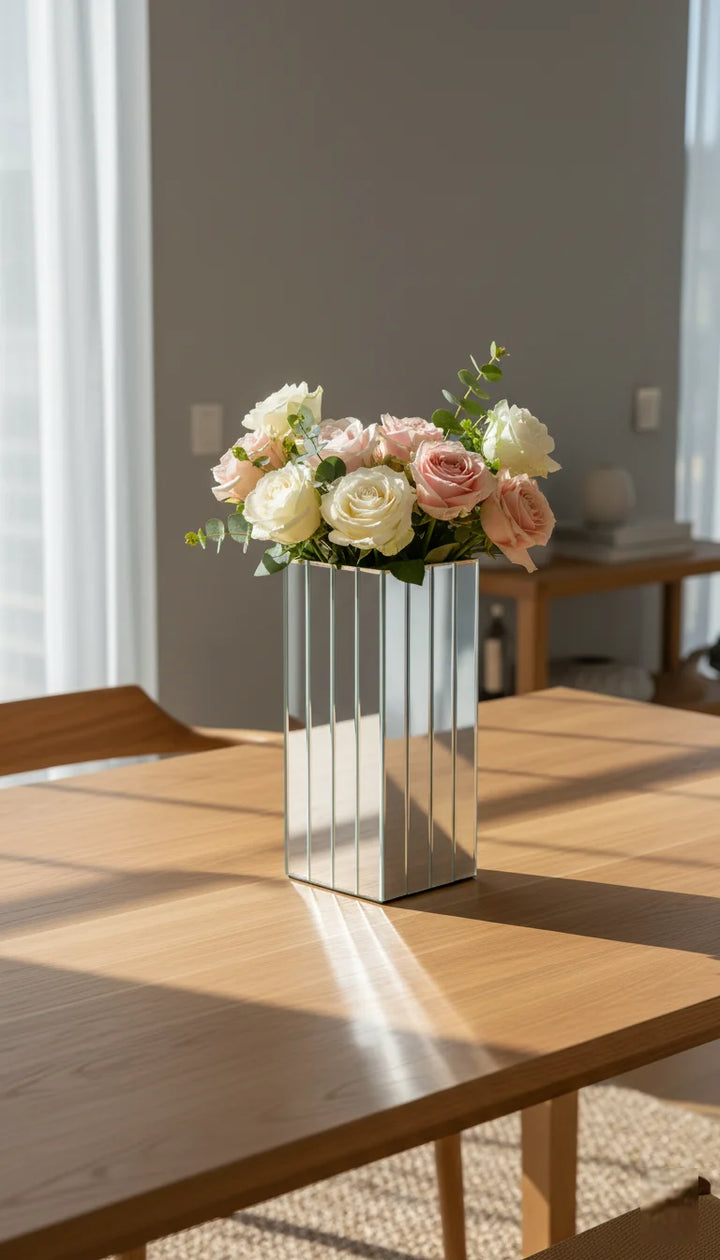 Strip Mirrored Glass Vase for Roses – Sparkle Decors