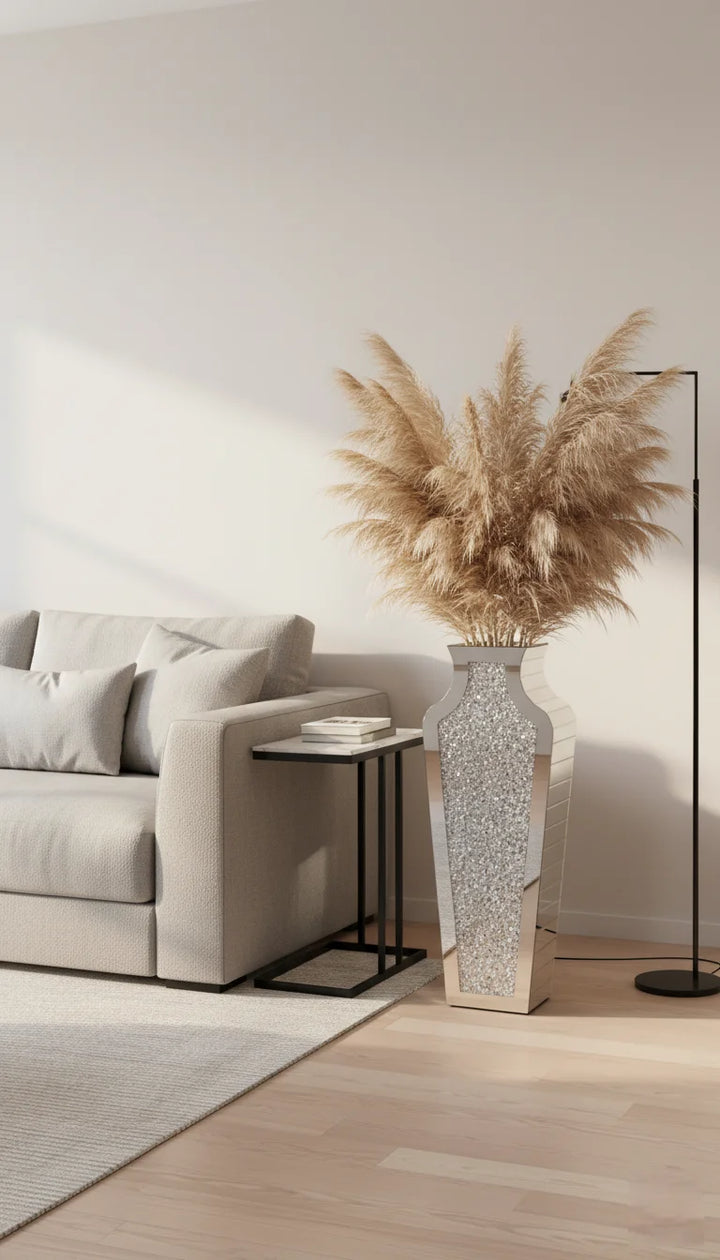 Large Crushed Diamond Floor Vase Silver – Sparkle Decors