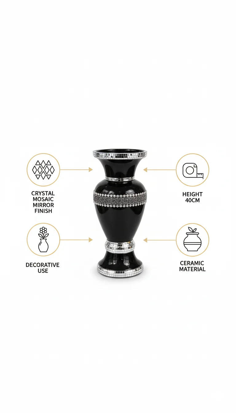 Crystal Mosaic Mirror Ceramic Vase Luxury – Sparkle Decors