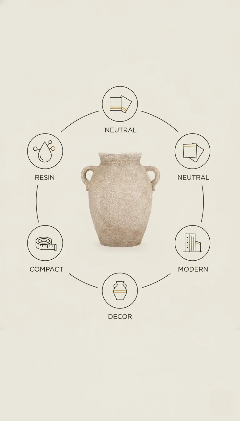 Modern Neutral Resin Decorative Vase Home Accent – Sparkle Decors