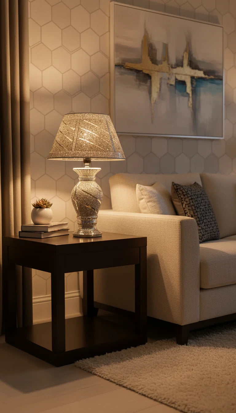 Crushed Diamond LED Vase Table Lamp Silver Glow – Sparkle Decors