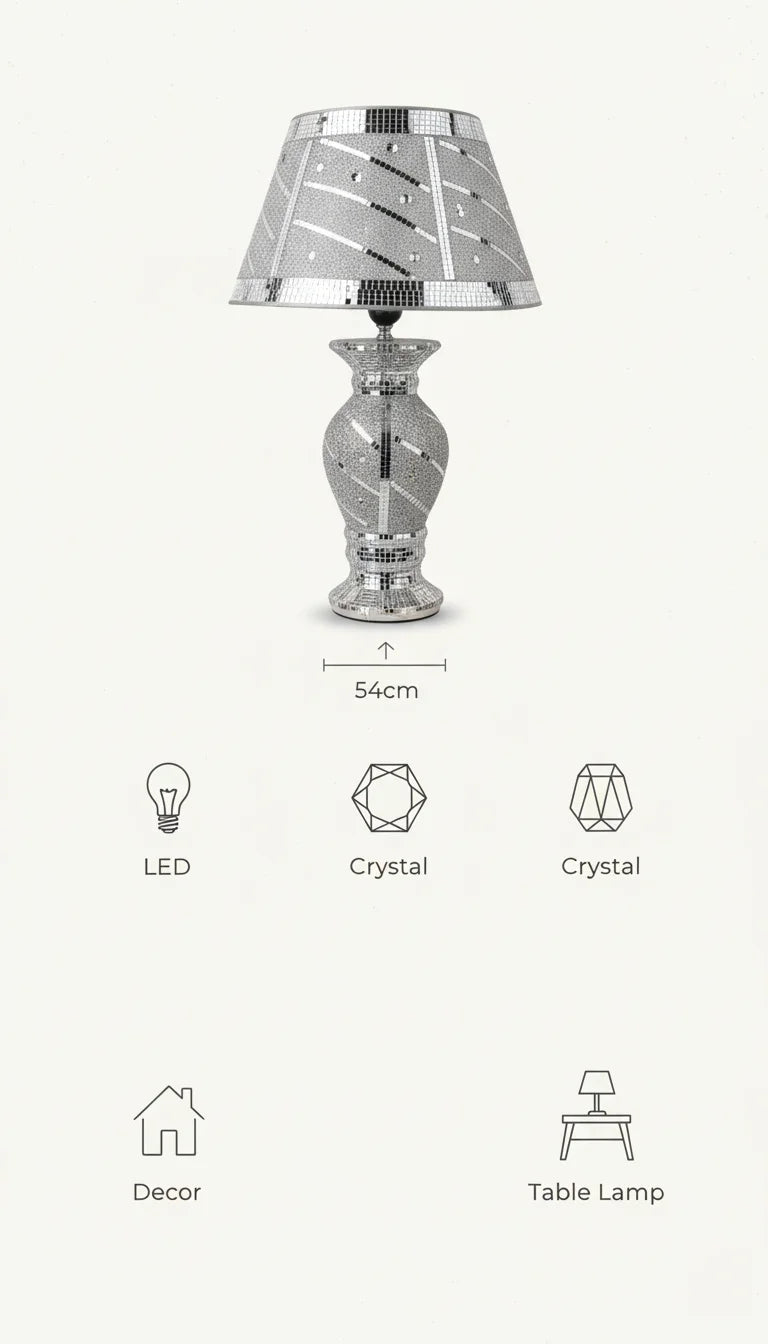 Crushed Diamond LED Vase Table Lamp Silver Glow – Sparkle Decors