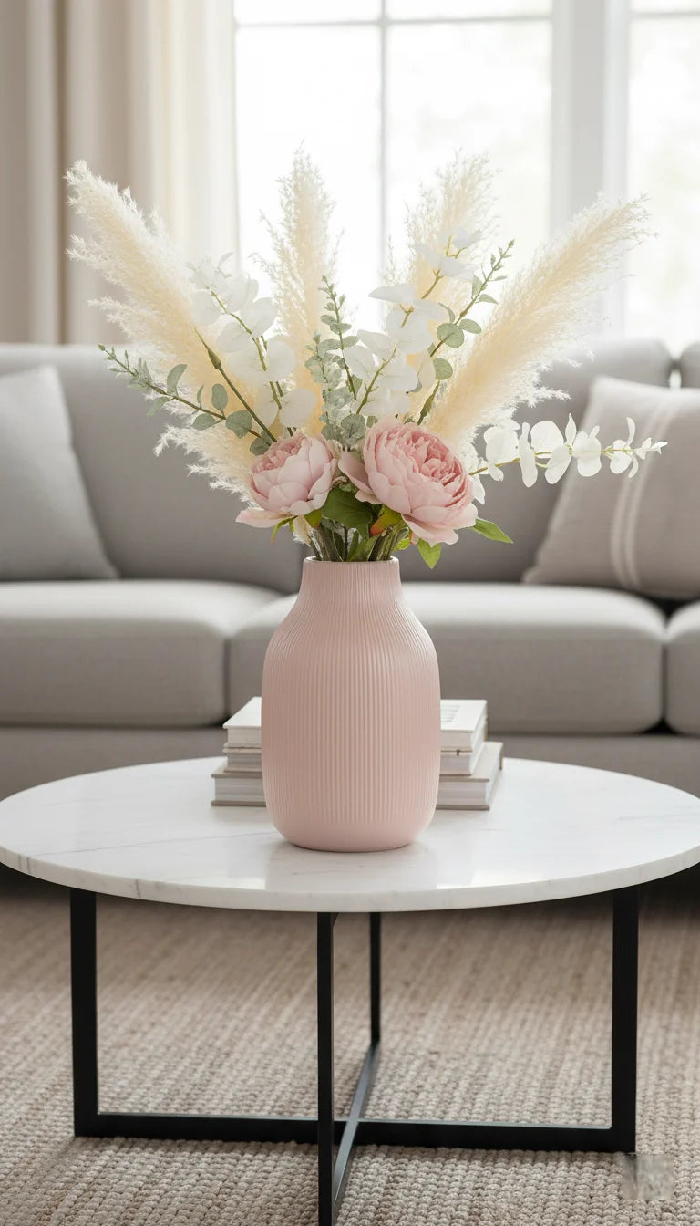 Elegant Light Pink Ceramic Pastel Vase for Home Decor – Sparkle Decors