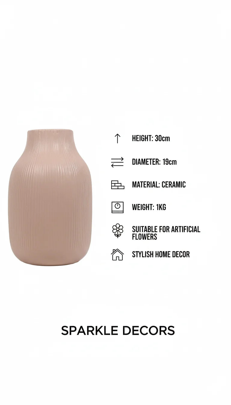 Elegant Light Pink Ceramic Pastel Vase for Home Decor – Sparkle Decors