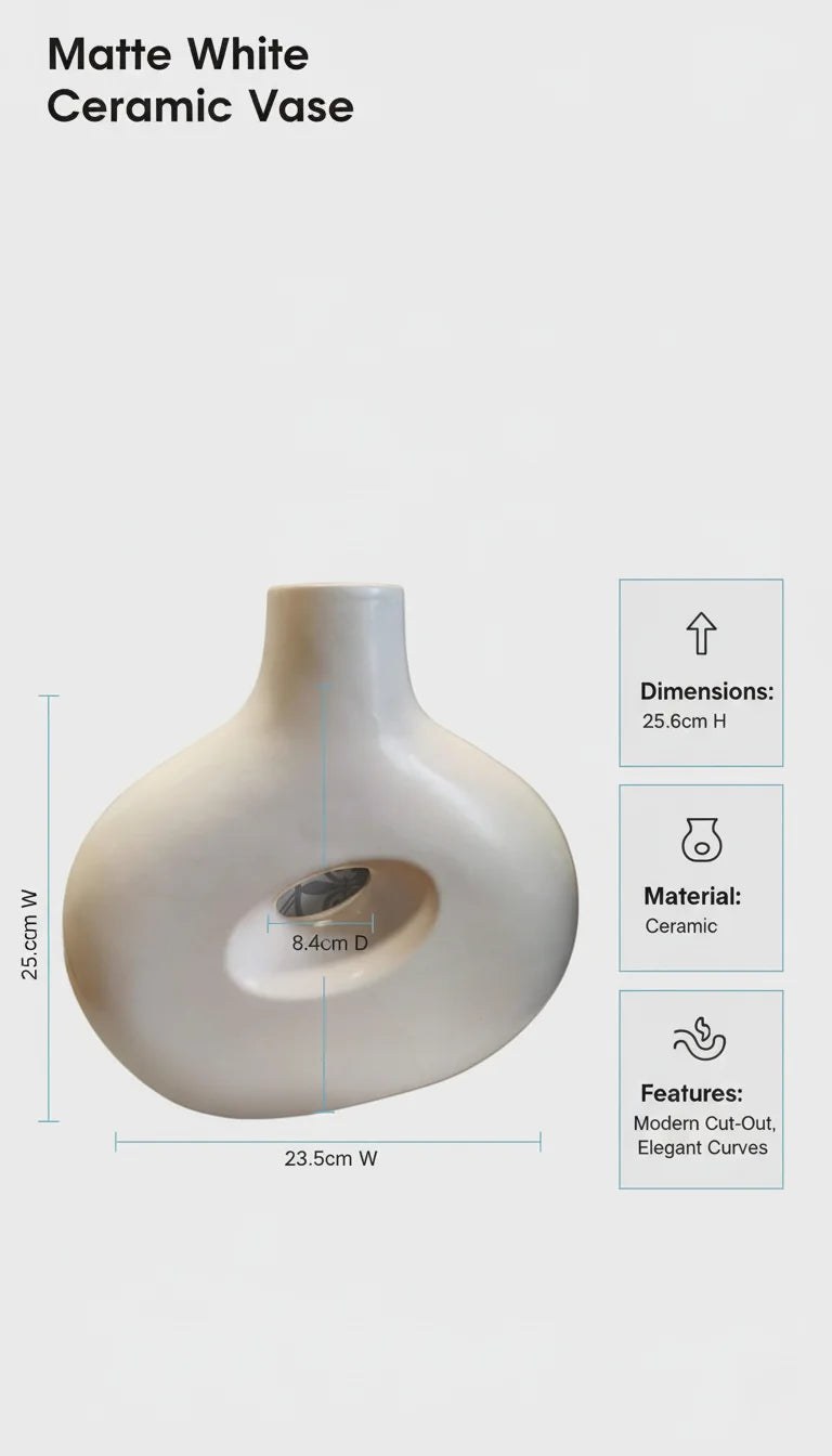 Matte White Ceramic Vase Modern Dried Flower Decor – Sparkle Decors