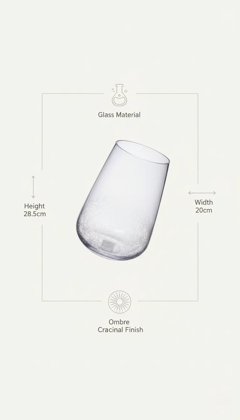 Ombre Clear Crackle Glass Vase Modern Home Décor | Sparkle Decors