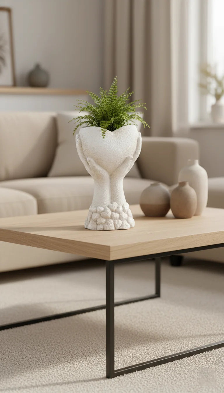 Hands Holding Heart Decorative Planter for Home | Sparkle Decors