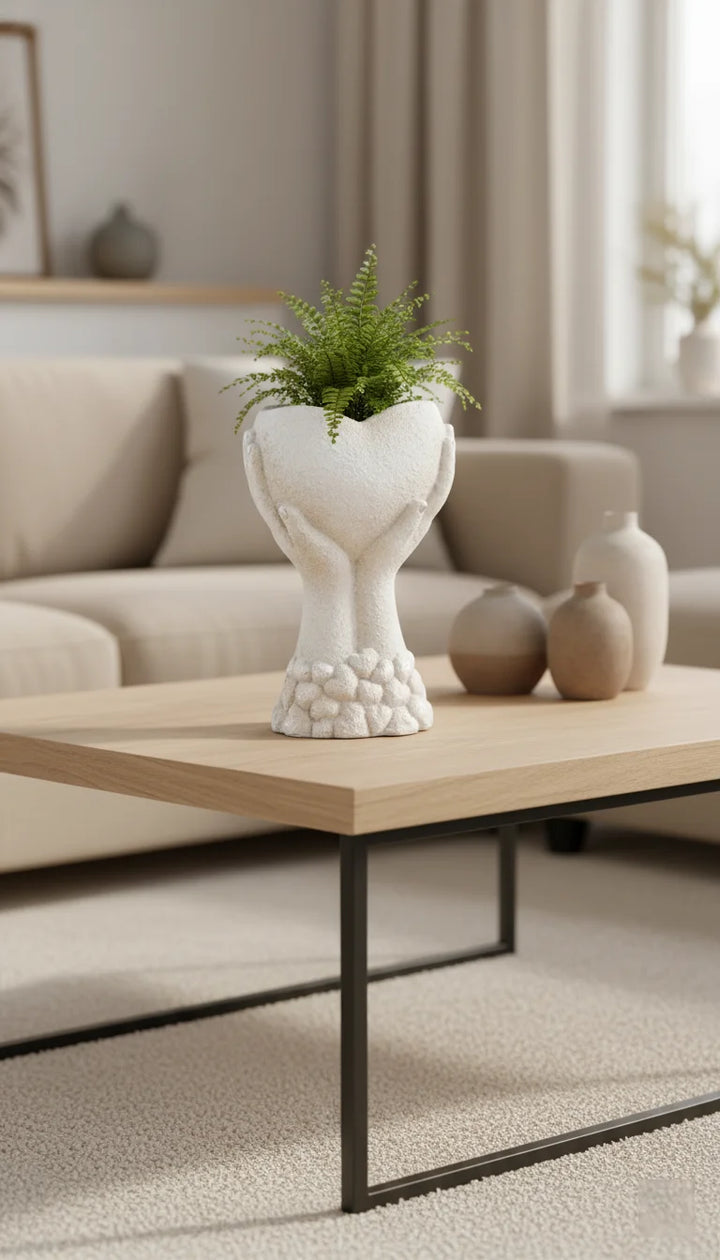 Hands Holding Heart Decorative Planter for Home | Sparkle Decors