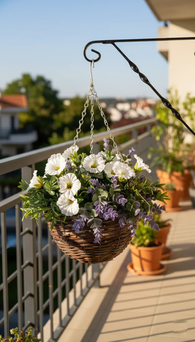 Artificial Hanging Petunia Basket with Chain – Sparkle Decors