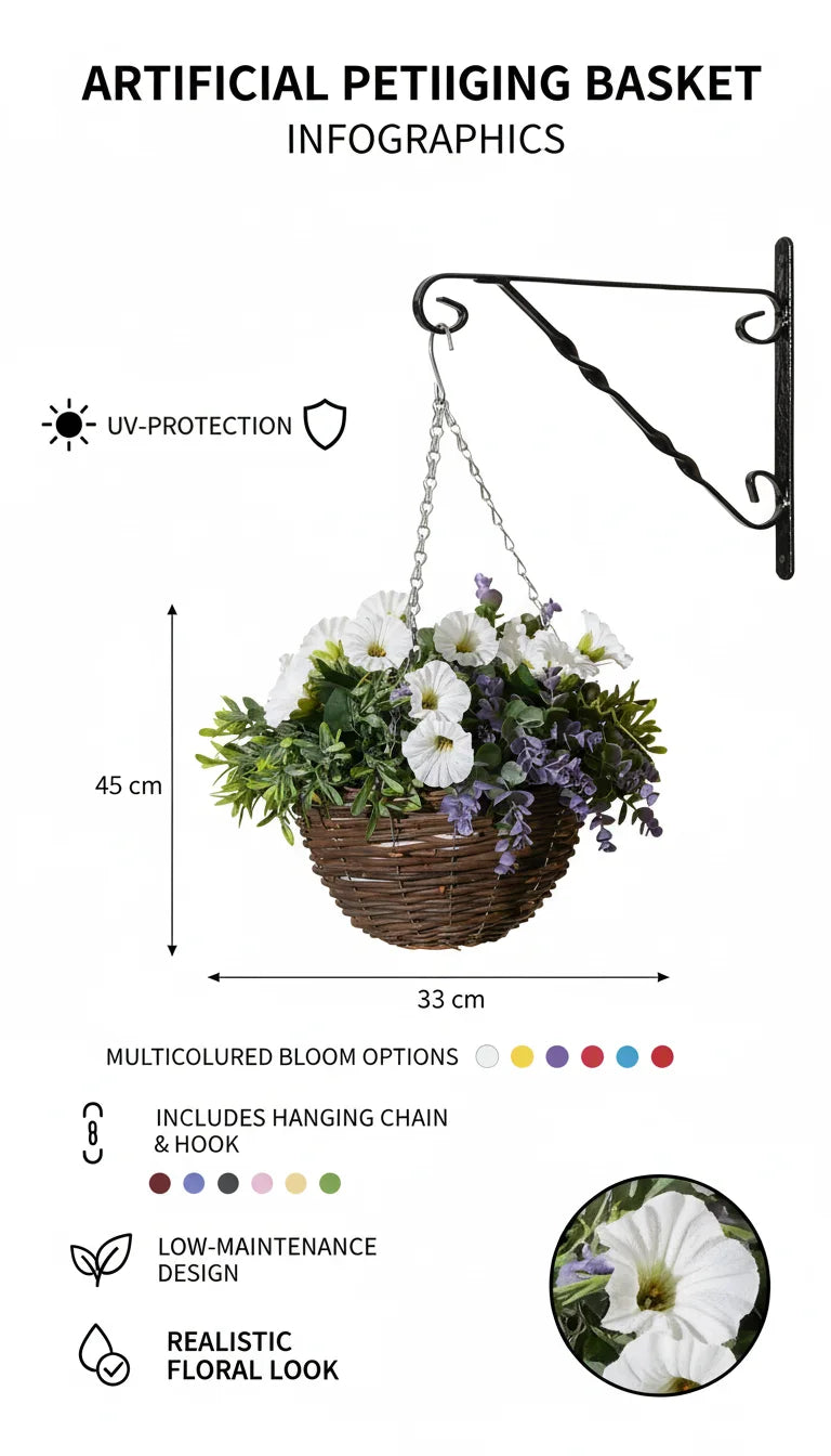 Artificial Hanging Petunia Basket with Chain – Sparkle Decors
