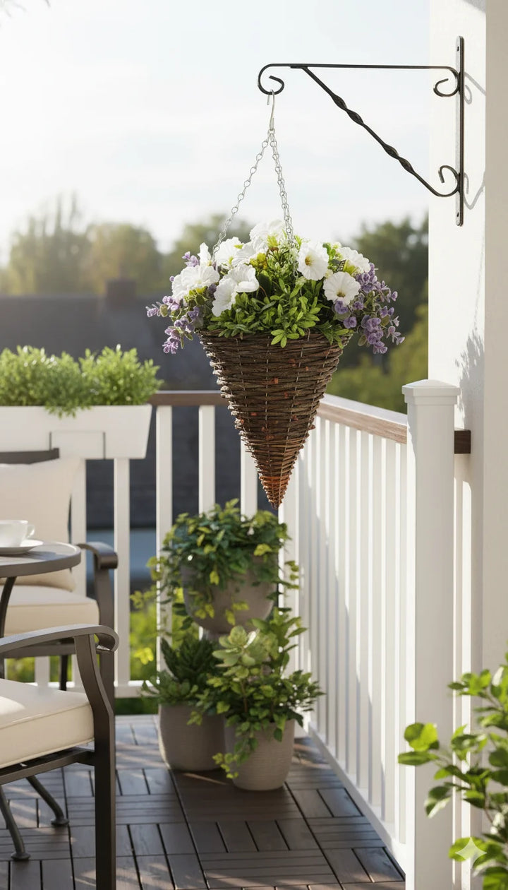 Artificial Petunia Cone Hanging Basket – Sparkle Decors