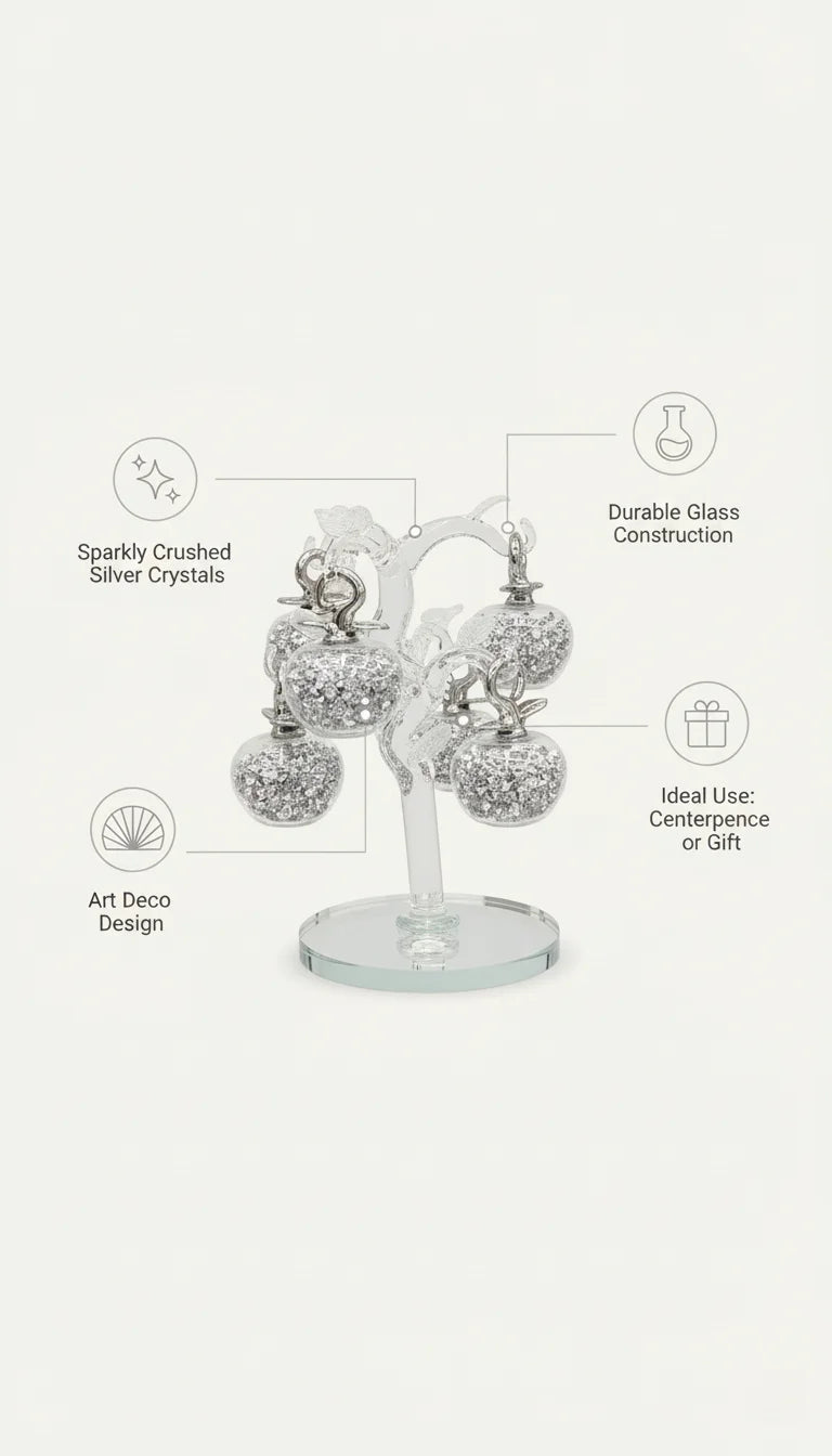 Sparkly Silver Crushed Diamond Crystal Fruit Basket – Sparkle Decors