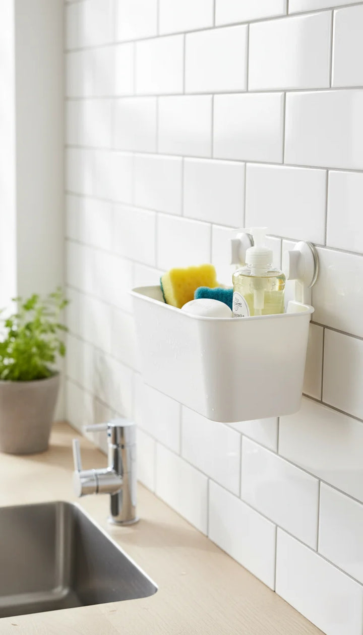 2-Pack Suction Cup Basket for Kitchen & Bathroom – Sparkle Decors