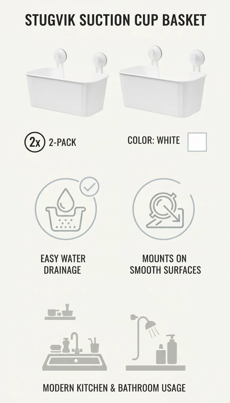 2-Pack Suction Cup Basket for Kitchen & Bathroom – Sparkle Decors