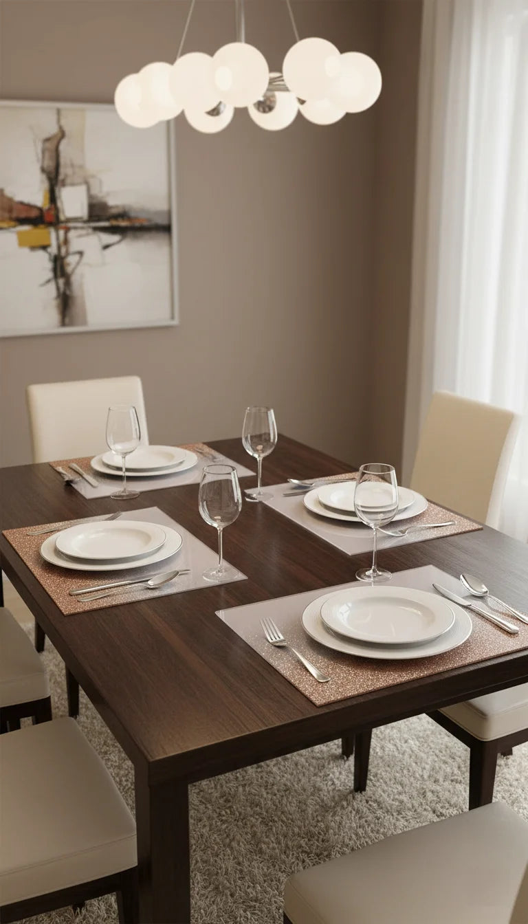 Rose Gold Glitter Glass Placemat Set Of 4 Sparkle Decors