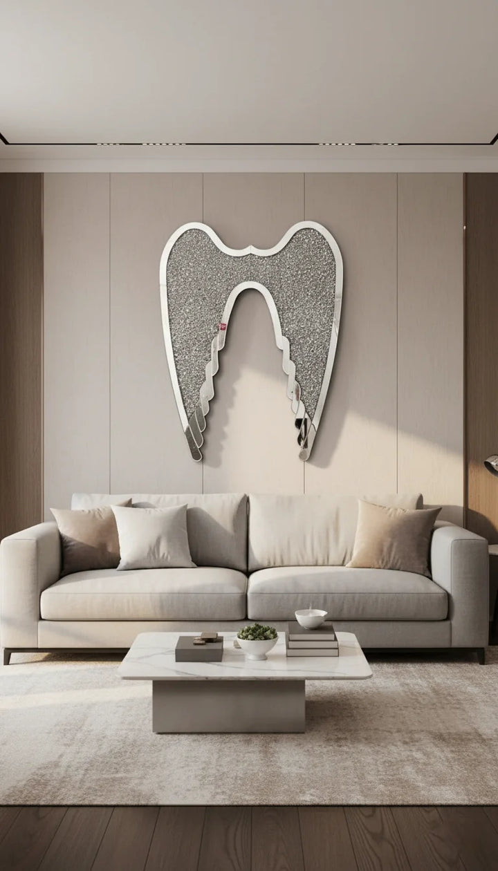 Crushed Crystal Diamond Wings Wall Art Decor - Sparkle Decors