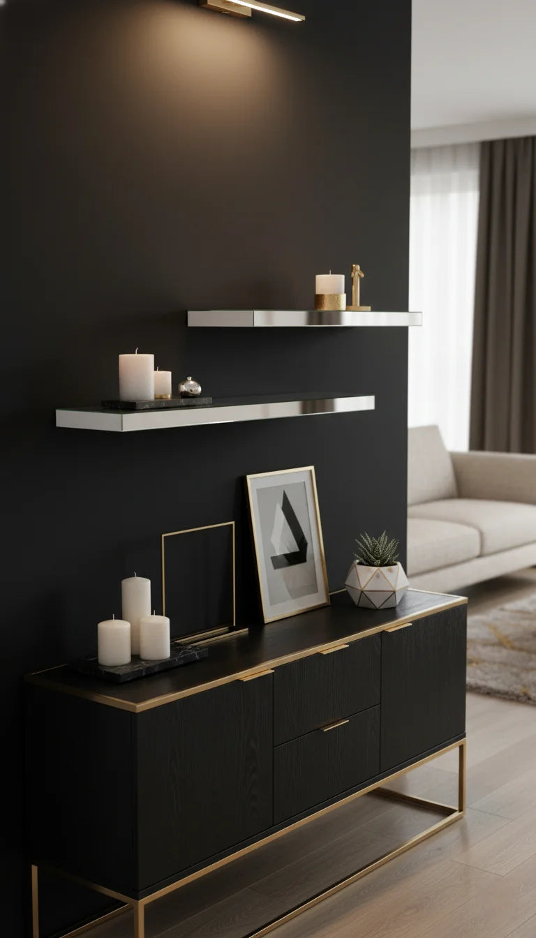 Silver Mirrored Floating Wall Shelves Set Sparkle Decors