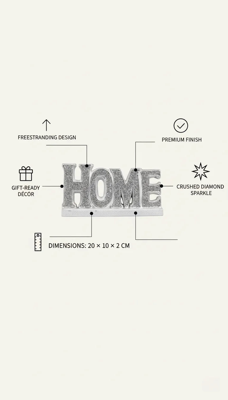 Silver Bling Crushed Diamond Home Ornament Decor | Sparkle Decors