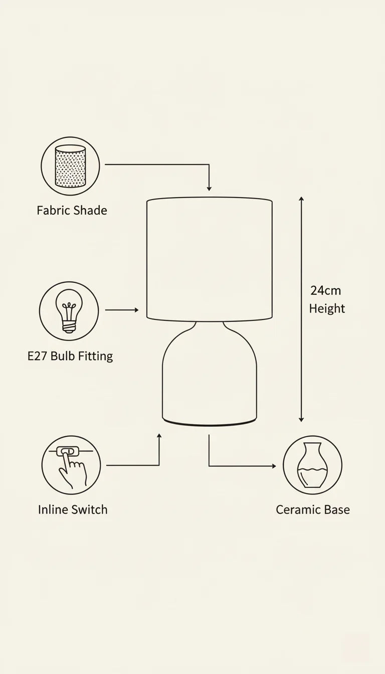 Ceramic Table Lamp With Fabric Shade Modern Home Decor – Sparkle Decors