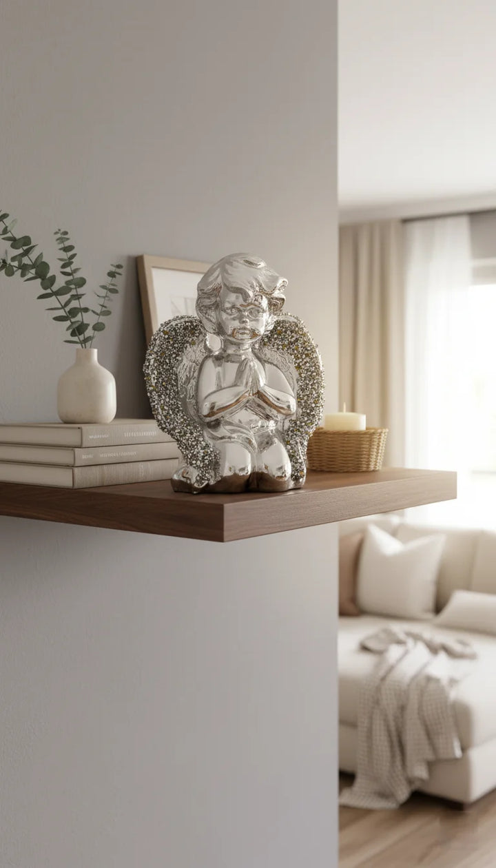 Crushed Diamond Baby Angel Silver Sparkle Ornament – Sparkle Decors