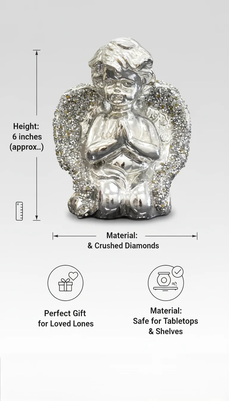 Crushed Diamond Baby Angel Silver Sparkle Ornament – Sparkle Decors