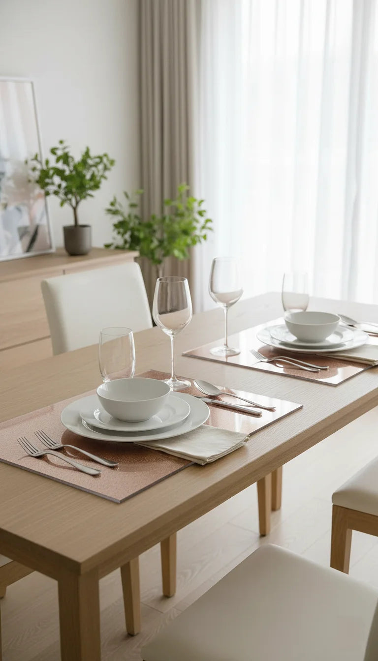 Glittery Rose Gold Placemats Set of 2 – Stylish Table Decor Sparkle Decors