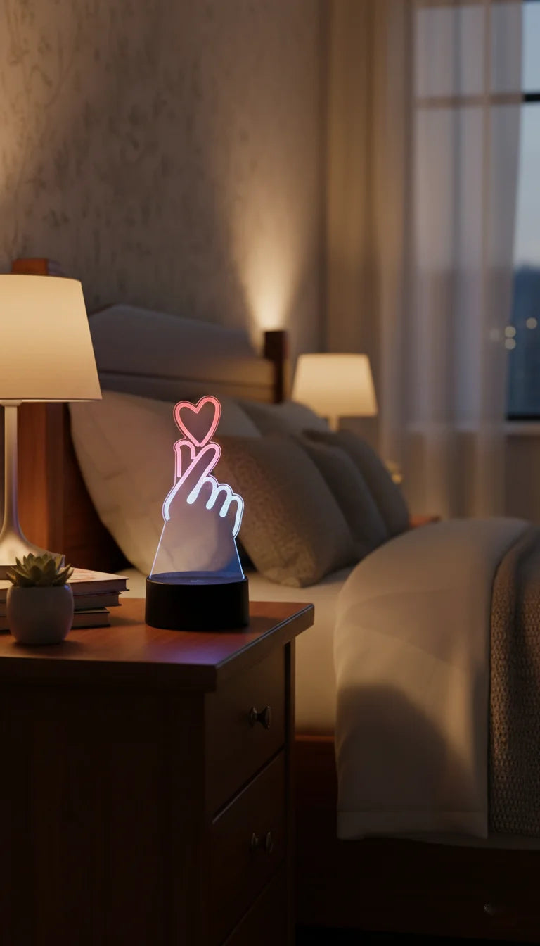 3D Heart Optical Illusion LED Night Lamp Touch – Sparkle Decors