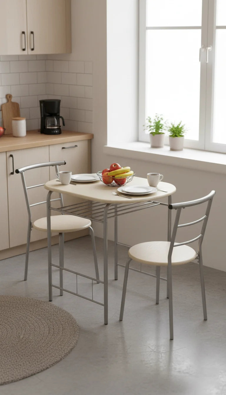 Small Oval Dining Table with 2 Chairs Modern Bistro Set – Sparkle Decors