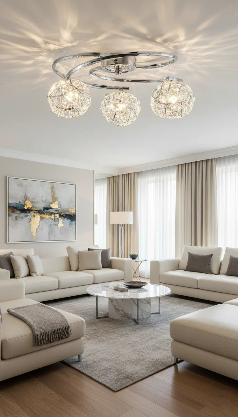 3 Light Jewel Twisted Ceiling Fitting – Sparkle Decors