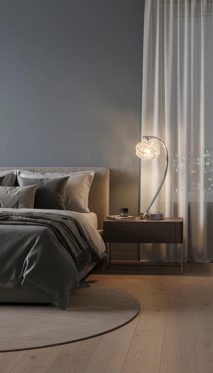 Elegant Cecilie Chrome & Glass Table Lamp for Desk – Sparkle Decors