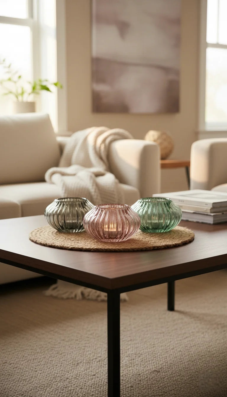 Elegant Set of 3 Glass Candle Holders for Home Decor – Sparkle Decors