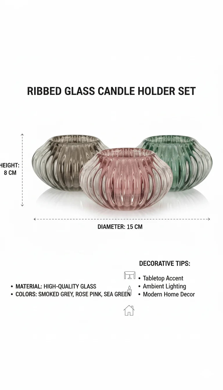 Elegant Set of 3 Glass Candle Holders for Home Decor – Sparkle Decors
