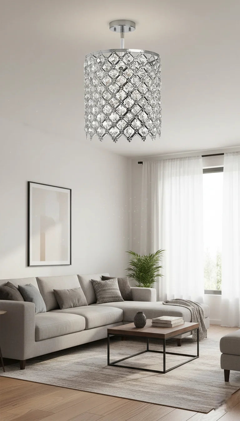 Elegant Crystal Cross Ceiling Shade Silver – Sparkle Decors